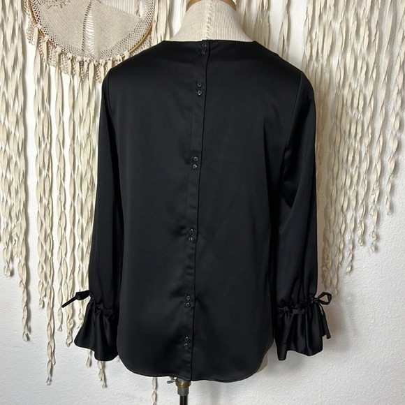 David Lerner Black Button Down Back Long Sleeve Blouse S - Picture 5 of 9